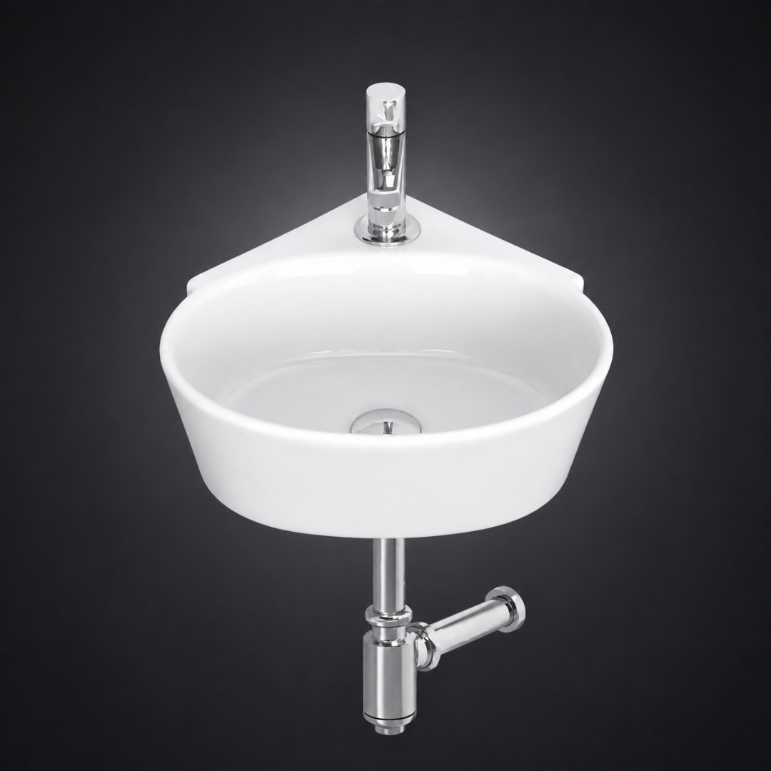 OVAL CORNER Wall Hung Basin Wash Basin - My Home Studio
